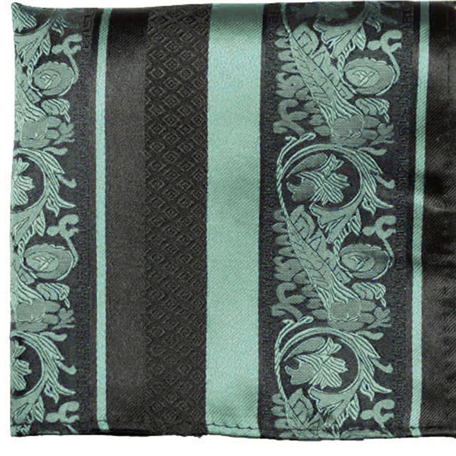 Mint and Black Silk Pocket Square Paul Malone Pocket Square - Paul Malone.com