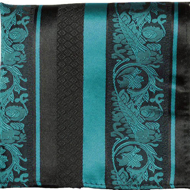 Pacific Blue and Black Silk Pocket Square Paul Malone Pocket Square - Paul Malone.com