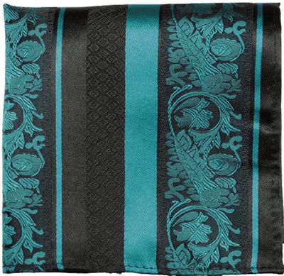 Pacific Blue and Black Silk Pocket Square Paul Malone Pocket Square - Paul Malone.com