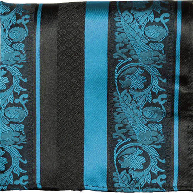 Turquoise and Black Silk Pocket Square Paul Malone Pocket Square - Paul Malone.com