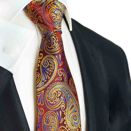 Red and Gold Paisley Silk Tie by Paul Malone Paul Malone Ties - Paul Malone.com