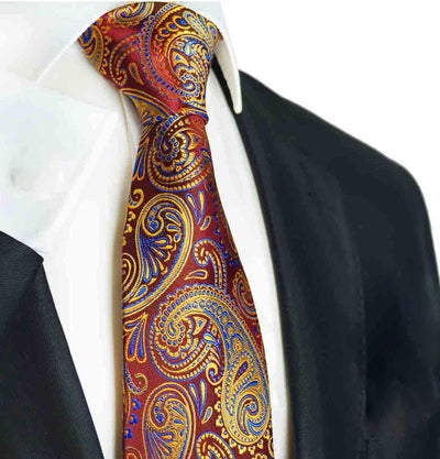 Red and Gold Paisley Silk Tie by Paul Malone Paul Malone Ties - Paul Malone.com