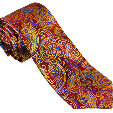 Red and Gold Paisley Silk Tie by Paul Malone Paul Malone Ties - Paul Malone.com