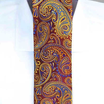 Red and Gold Paisley Silk Tie by Paul Malone Paul Malone Ties - Paul Malone.com