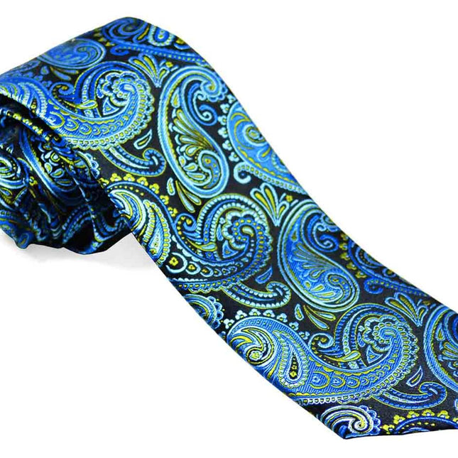 Blue and Lime Paisley Silk Tie by Paul Malone Paul Malone Ties - Paul Malone.com