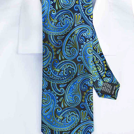Blue and Lime Paisley Silk Tie by Paul Malone Paul Malone Ties - Paul Malone.com