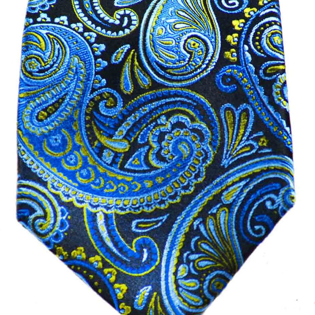 Blue and Lime Paisley Silk Tie by Paul Malone Paul Malone Ties - Paul Malone.com