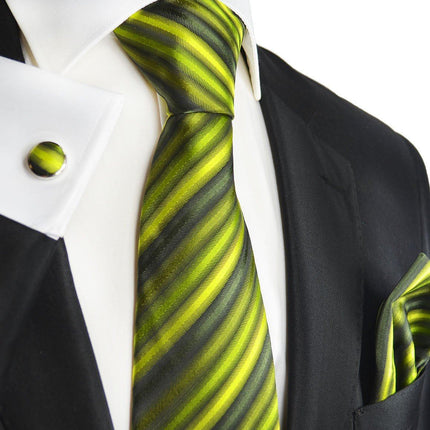 Green Striped Silk Necktie Set by Paul Malone Paul Malone Ties - Paul Malone.com