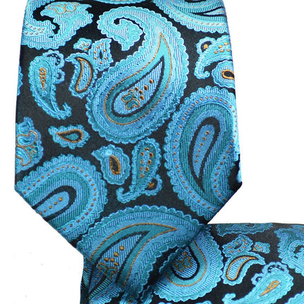 Storm Blue Paisley Silk Necktie Set by Paul Malone Paul Malone Ties - Paul Malone.com