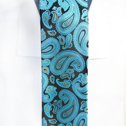 Storm Blue Paisley Silk Necktie Set by Paul Malone Paul Malone Ties - Paul Malone.com