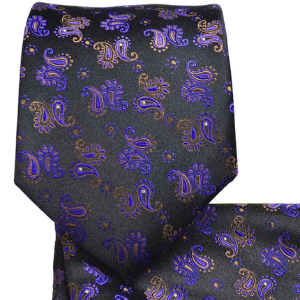 Violet and Black Paisley Silk Men's Tie and Accessories by Paul Malone Paul Malone Ties - Paul Malone.com
