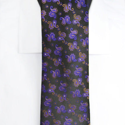 Violet and Black Paisley Silk Men's Tie and Accessories by Paul Malone Paul Malone Ties - Paul Malone.com