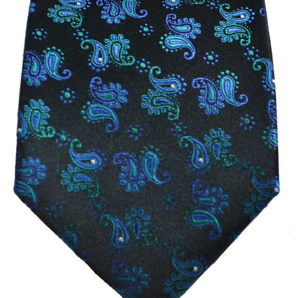 Blue Turquoise on Black Paisley Silk Tie Set by Paul Malone Paul Malone Ties - Paul Malone.com