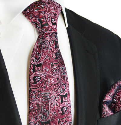 Crushed Berry Paisley Silk Tie Set by Paul Malone Paul Malone Ties - Paul Malone.com