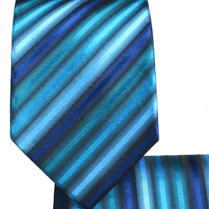 Blue Sapphire Striped Silk Tie Set by Paul Malone Paul Malone Ties - Paul Malone.com