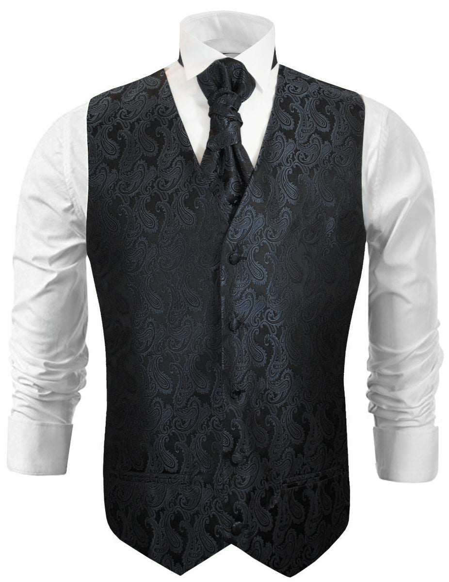 Black Paisley Men's Formal Suit Vest Set | Paul Malone