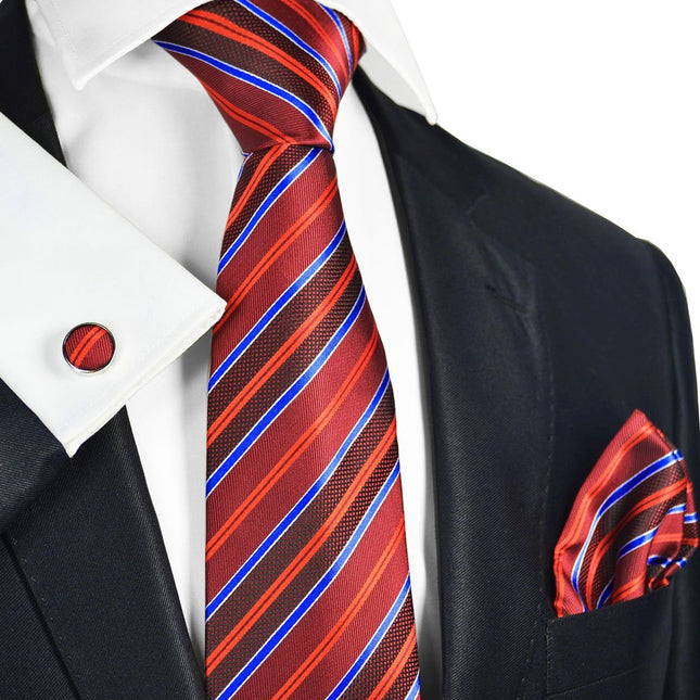 Fire Red Silk Tie Set by Paul Malone Paul Malone Ties - Paul Malone.com