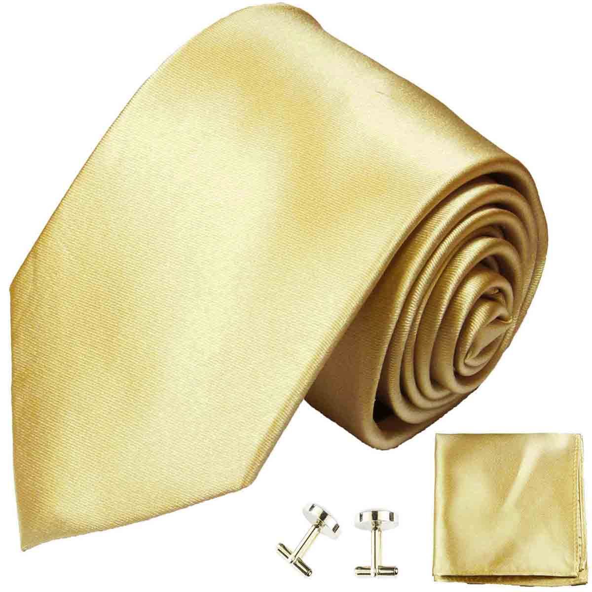 Solid Mellow Yellow Silk Necktie Set By Paul Malone | Paul Malone