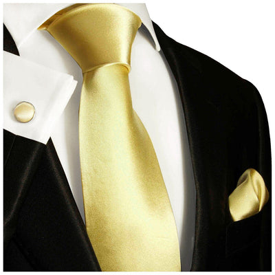 Solid Mellow Yellow Silk Necktie Set By Paul Malone Paul Malone Ties - Paul Malone.com