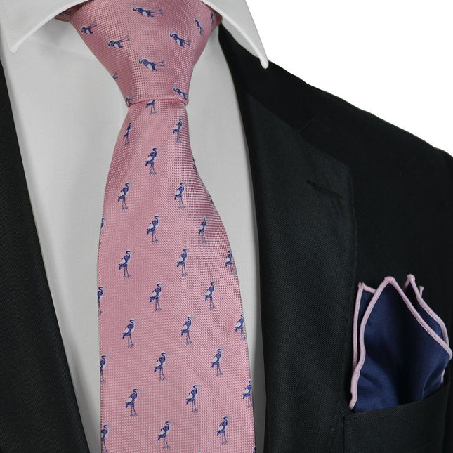 Storch Tie and Pocket Square Set in Pink by Paul Malone Paul Malone Ties - Paul Malone.com