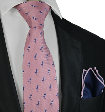 Storch Tie and Pocket Square Set in Pink by Paul Malone Paul Malone Ties - Paul Malone.com
