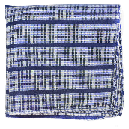 Mazzarine Blue Plaid Silk Necktie Set Paul Malone Ties - Paul Malone.com