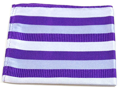 Purple and White Striped Silk Pocket Square Paul Malone  - Paul Malone.com