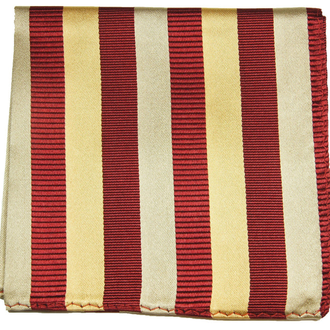 Red and Gold Striped Silk Pocket Square Paul Malone Pocket Square - Paul Malone.com