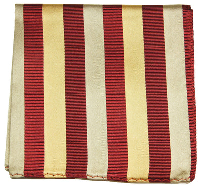 Red and Gold Striped Silk Pocket Square Paul Malone  - Paul Malone.com