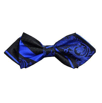 Blue and Black Silk Bow Tie and Pocket Square Paul Malone Bow Ties - Paul Malone.com