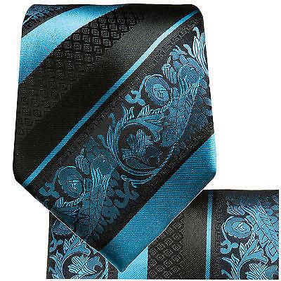 Turquoise and Black Silk Tie and Pocket Square Paul Malone Ties - Paul Malone.com