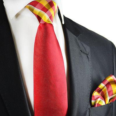 Red Contrast Knot Tie Set by Paul Malone Paul Malone Ties - Paul Malone.com