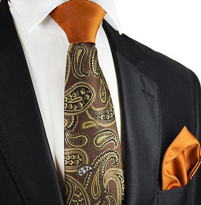 Caramel Brown Paisley Contrast Knot Tie Set by Paul Malone Paul Malone Ties - Paul Malone.com