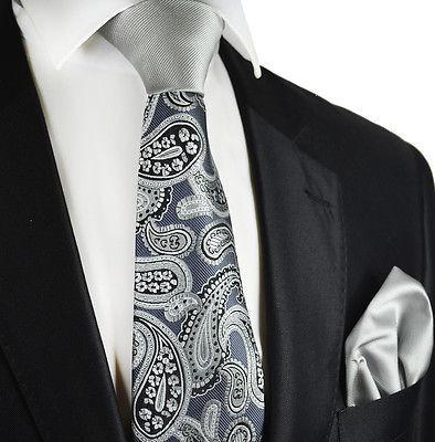 Grey Paisley Contrast Knot Tie Set by Paul Malone Paul Malone Ties - Paul Malone.com