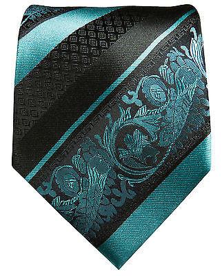 Pacific Blue and Black Silk Tie and Pocket Square Paul Malone Ties - Paul Malone.com