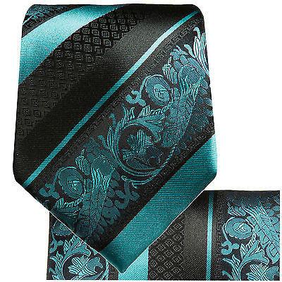 Pacific Blue and Black Silk Tie and Pocket Square Paul Malone Ties - Paul Malone.com