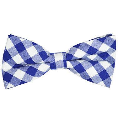 Blue and White Plaid Cotton Bow Tie by Paul Malone Paul Malone Bow Ties - Paul Malone.com