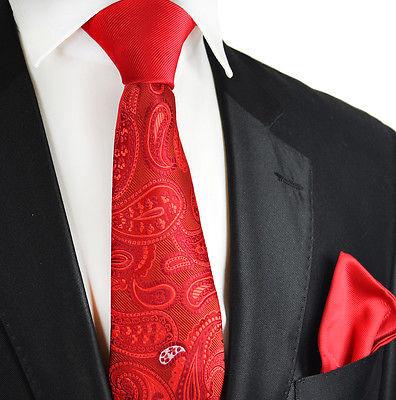 Red Paisley Contrast Knot Tie Set by Paul Malone Paul Malone Ties - Paul Malone.com