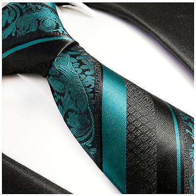 Pacific Blue and Black Silk Tie and Pocket Square Paul Malone Ties - Paul Malone.com