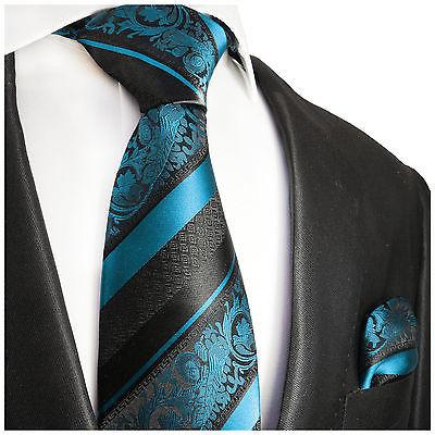 Turquoise and Black Silk Tie and Pocket Square Paul Malone Ties - Paul Malone.com