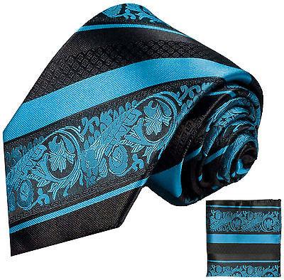 Turquoise and Black Silk Tie and Pocket Square Paul Malone Ties - Paul Malone.com