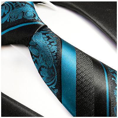 Turquoise and Black Silk Tie and Pocket Square Paul Malone Ties - Paul Malone.com