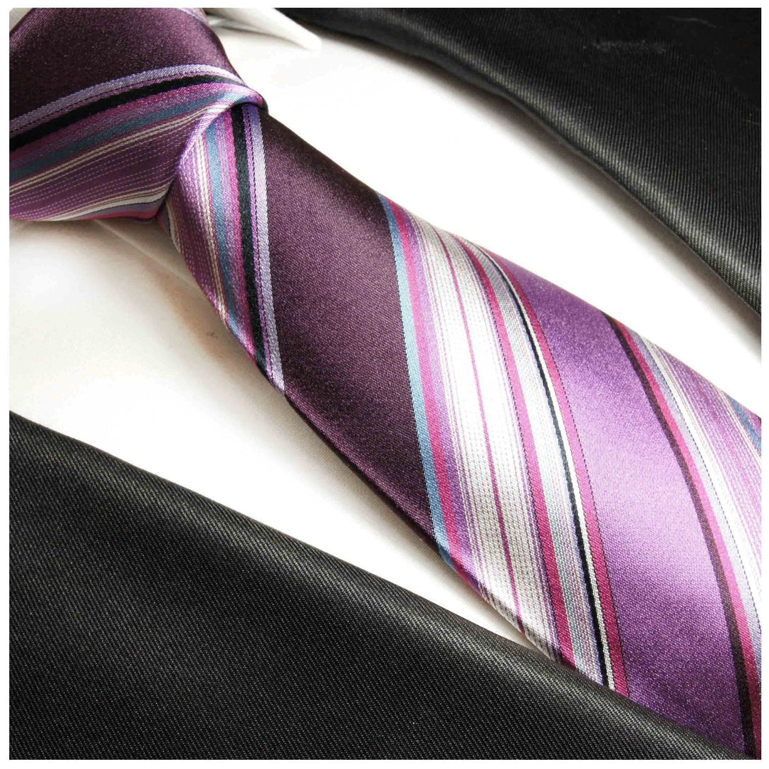 BRIONI ITALY SILK TIE PURPLE PINK WHITE SATIN LUXURY good TEXTURE STRIPE 3.5