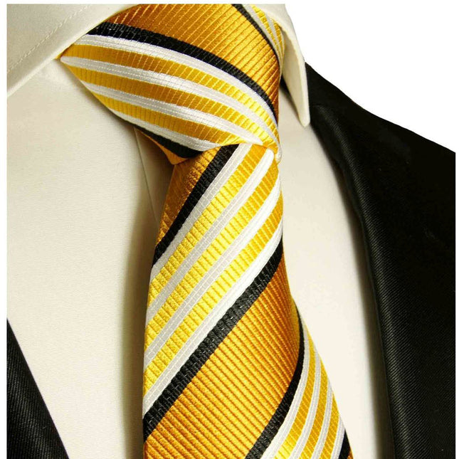Gold Striped Boys Silk Tie by Paul Malone Paul Malone Ties - Paul Malone.com