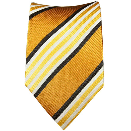 Gold and Bronze Striped Necktie Set Paul Malone Ties - Paul Malone.com