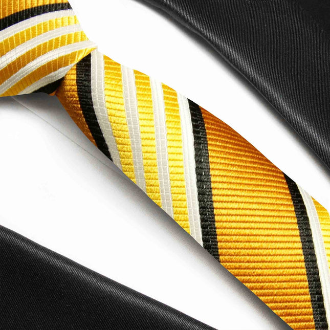 Gold Striped Boys Silk Tie by Paul Malone Paul Malone Ties - Paul Malone.com