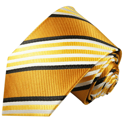 Gold and Bronze Striped Necktie Set Paul Malone Ties - Paul Malone.com