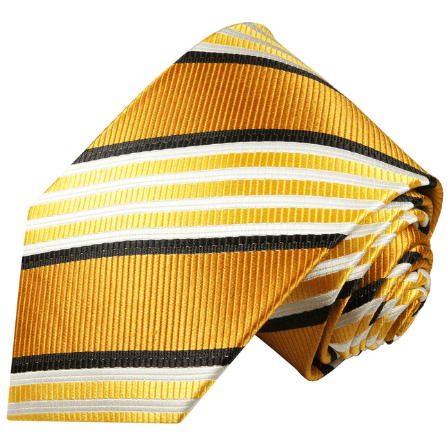 Gold and Bronze Striped Necktie Set Paul Malone Ties - Paul Malone.com