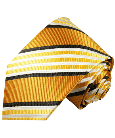 Gold and Bronze Striped Necktie Set Paul Malone Ties - Paul Malone.com