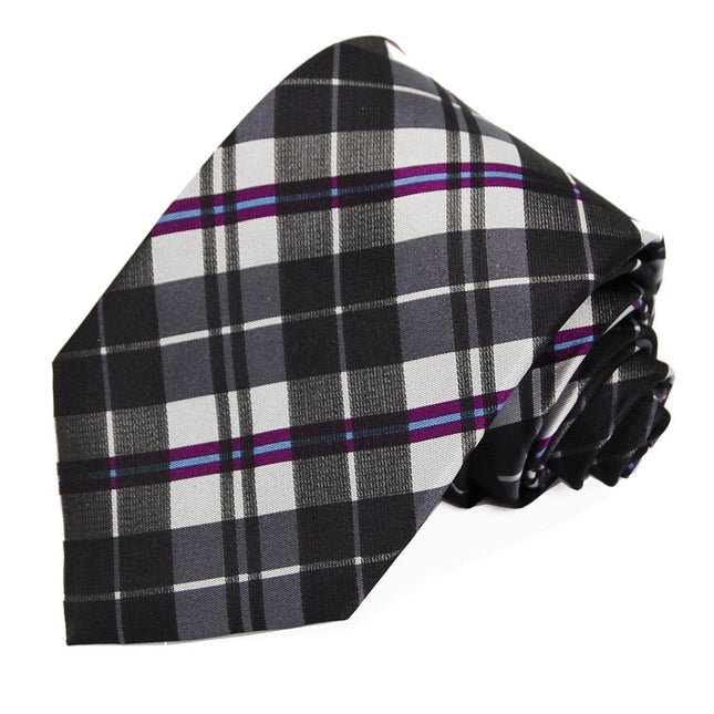 Black and Purple Plaid Silk Tie Paul Malone Ties - Paul Malone.com